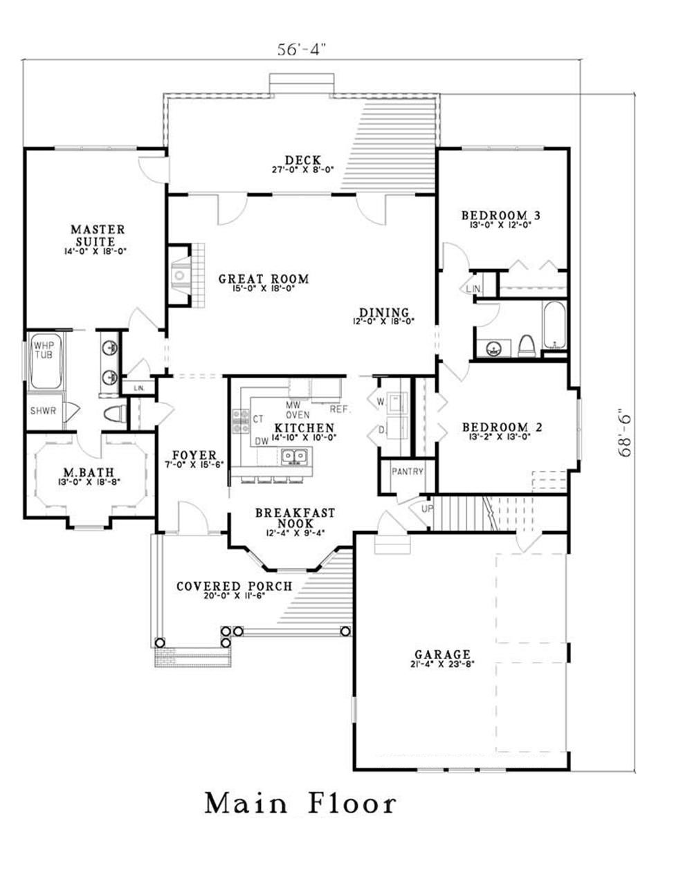 Floor Plan First Story of Craftsman Plan #153-1487